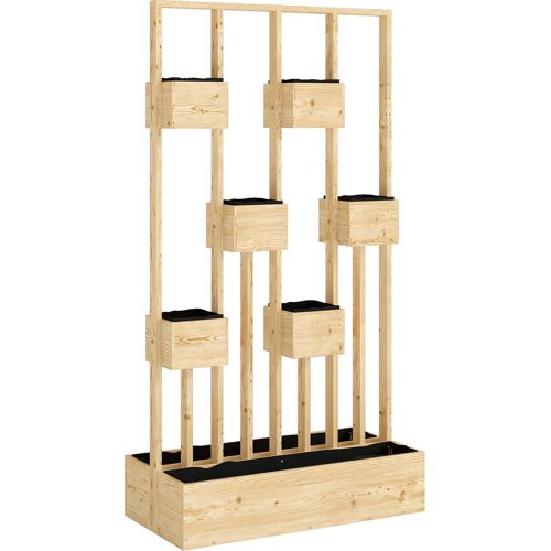 Outsunny Hochbeet mit Rankgitter Körbe, Holz Pflanzkasten Pflanzkübel Blumenkasten, 90 x 45 x 170 cm für Garten Balkon Terrasse, Blumenkübel für Kletterpflanzen Korbpflanzen, Blumen Aosom