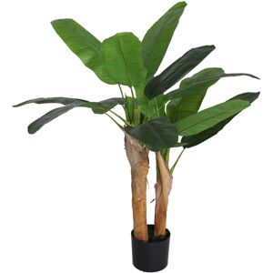 HOMCOM Künstlicher Bananenbaum Hoch 120 cm mit Inklusivem Topf, Künstliche Pflanze mit 2 Stämmen und 15 Blättern für Innenräume, Grün Aosom HOMCOM Künstlicher Bananenbaum Hoch 120 cm mit Inklusivem Topf, Künstliche Pflanze mit 2 Stämmen und 15 Blättern für Innenräume, Grün Aosom