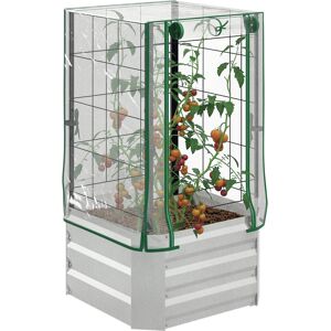 Outsunny HOMCOM Hochbeet Set Pflanzkasten mit Kunststoffabdeckung und Rankgitter für Kletterpflanzen 53x53x90cm ideal für Garten und Balkon Aosom.de Outsunny HOMCOM Hochbeet Set Pflanzkasten mit Kunststoffabdeckung und Rankgitter für Kletterpflanzen 53x53x90cm ideal für Garten und Balkon Aosom.de