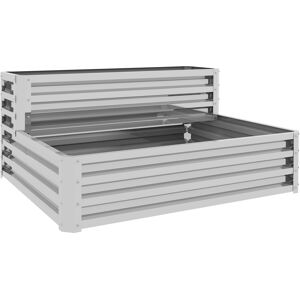 Outsunny Urbanes 2-stufiges Hochbeet aus verzinktem Stahl, Außen-Pflanzkasten mit Treppen-Design und offenem Boden für Anbau, Pflanzen, Kräuter, für Terrasse, Garten, 120x101x58 cm, Silber Aosom Outsunny Urbanes 2-stufiges Hochbeet aus verzinktem Stahl, Außen-Pflanzkasten mit Treppen-Design und offenem Boden für Anbau, Pflanzen, Kräuter, für Terrasse, Garten, 120x101x58 cm, Silber Aosom