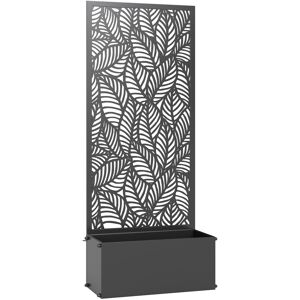 Outsunny Pflanzkasten mit Rankgitter, Metall-Blumenkasten, erhöhtes Beet mit Sichtschutz, ausgeschnittenes Blättermotiv, für Kletterpflanzen, Gemüse, Blumen, Hof, Garten, Balkon, 45x21,5x110cm, schwarz Aosom Outsunny Pflanzkasten mit Rankgitter, Metall-Blumenkasten, erhöhtes Beet mit Sichtschutz, ausgeschnittenes Blättermotiv, für Kletterpflanzen, Gemüse, Blumen, Hof, Garten, Balkon, 45x21,5x110cm, schwarz Aosom