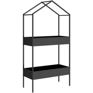 Outsunny 2-Etagen Pflanzenständer in Hausform, 150 cm hoch Blumenständer mit Haken, Metall Pflanzenregal, mehrstöckig Blumentopfständer Blumenregal für Garten Balkon Deko, Schwarz Aosom Outsunny 2-Etagen Pflanzenständer in Hausform, 150 cm hoch Blumenständer mit Haken, Metall Pflanzenregal, mehrstöckig Blumentopfständer Blumenregal für Garten Balkon Deko, Schwarz Aosom