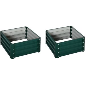 Outsunny Set aus 2 Hochbeeten aus verzinktem Stahl 60 x 60 x 30,5 cm, quadratisches Hochbeet für Gemüse, Blumen und Kräuter, Grün Aosom Outsunny Set aus 2 Hochbeeten aus verzinktem Stahl 60 x 60 x 30,5 cm, quadratisches Hochbeet für Gemüse, Blumen und Kräuter, Grün Aosom