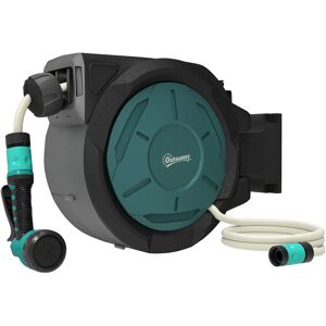 Outsunny Wand-Schlauchaufroller 25 m x Ø 15 mm, automatischer Rücklauf, 180° schwenkbar, 7 Düsenmodi, für Garten und Autowäsche, grün Aosom Outsunny Wand-Schlauchaufroller 25 m x Ø 15 mm, automatischer Rücklauf, 180° schwenkbar, 7 Düsenmodi, für Garten und Autowäsche, grün Aosom