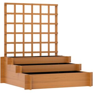 Outsunny Hochbeet mit Rankhilfe, 3-stufig Blumenkasten mit Vliesstoff, Gemüsebeet, Pflanzkasten, Kräuterbeet für Garten, Balkon, Tannenholz, Braun, 95 x 95 x 110 cm Aosom Outsunny Hochbeet mit Rankhilfe, 3-stufig Blumenkasten mit Vliesstoff, Gemüsebeet, Pflanzkasten, Kräuterbeet für Garten, Balkon, Tannenholz, Braun, 95 x 95 x 110 cm Aosom