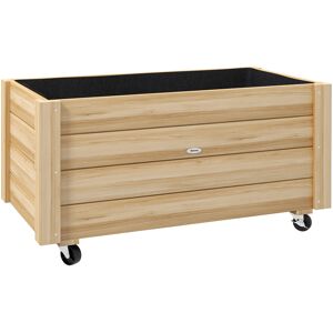 Outsunny Hochbeet Massivholz, Pflanzbeet mit Rollen, Frühbeet Gartenbeet Blumenkasten, Pflanzkasten Pflanzkübel 89x48x47cm für Garten, Terrasse, Blumenkübel für Kletterpflanzen, Blumen, Naturholz Aosom Outsunny Hochbeet Massivholz, Pflanzbeet mit Rollen, Frühbeet Gartenbeet Blumenkasten, Pflanzkasten Pflanzkübel 89x48x47cm für Garten, Terrasse, Blumenkübel für Kletterpflanzen, Blumen, Naturholz Aosom