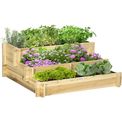 Outsunny Holz Hochbeet - Dreistufig, Wetterfest, 93x93x35cm Outsunny Holz Hochbeet - Dreistufig, Wetterfest, 93x93x35cm