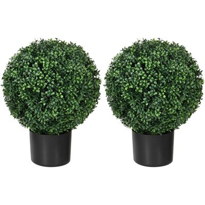 HOMCOM Künstliche Pflanzen 2er-Set UV-beständige Kunstpflanze im Blumentopf 52 cm Buchsbäume für Garten Wohnzimmer Dekoration Aosom.de HOMCOM Künstliche Pflanzen 2er-Set UV-beständige Kunstpflanze im Blumentopf 52 cm Buchsbäume für Garten Wohnzimmer Dekoration Aosom.de