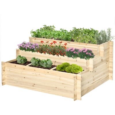Outsunny - 3-stufiges Hochbeet aus Holz - natur - Tannenholz - 117x100x54 cm - Hochbeet Outsunny - 3-stufiges Hochbeet aus Holz - natur - Tannenholz - 117x100x54 cm - Hochbeet