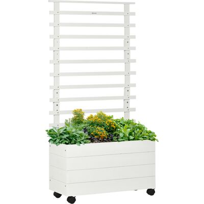 Outsunny Pflanzkasten mit Rankgitter Blumenkasten mit Rollen Hochbeet für Kletterpflanzen Naturholz Weiß 76 x 30 x 155 cm für Garten Aosom.de Outsunny Pflanzkasten mit Rankgitter Blumenkasten mit Rollen Hochbeet für Kletterpflanzen Naturholz Weiß 76 x 30 x 155 cm für Garten Aosom.de