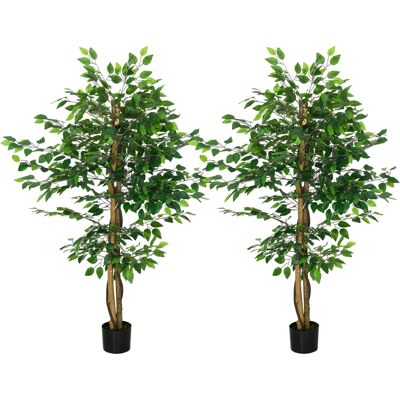 HOMCOM Künstliche Pflanzen Set - 1,50 m Ficus mit Realistischen Details HOMCOM Künstliche Pflanzen Set - 1,50 m Ficus mit Realistischen Details