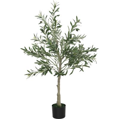 HOMCOM Künstlicher Olivenbaum 120 cm Kunstpflanze Innen künstlicher Baum im Topf mit realistischen Blättern und Früchten, künstliche Pflanze grüne Dekoration für zu Hause, Büro, Wohnzimmer, Schlafzimmer Aosom HOMCOM Künstlicher Olivenbaum 120 cm Kunstpflanze Innen künstlicher Baum im Topf mit realistischen Blättern und Früchten, künstliche Pflanze grüne Dekoration für zu Hause, Büro, Wohnzimmer, Schlafzimmer Aosom