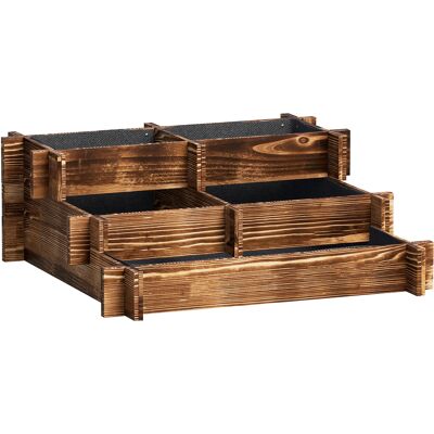 Outsunny Holz-Pflanzkasten 3-stufig mit Treppendesign und Vlies, Urbanes Hochbeet für Gemüse, Pflanzen & Blumen, Terrasse & Garten, 93x93x35 cm, verkohlt Aosom Outsunny Holz-Pflanzkasten 3-stufig mit Treppendesign und Vlies, Urbanes Hochbeet für Gemüse, Pflanzen & Blumen, Terrasse & Garten, 93x93x35 cm, verkohlt Aosom