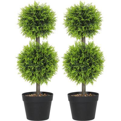 HOMCOM Set mit 2 dekorativen künstlichen Pflanzen, 60 cm Buchsbaumkugeln im Topf, künstliche Pflanzen für Innen- und Außendekoration, grün Aosom HOMCOM Set mit 2 dekorativen künstlichen Pflanzen, 60 cm Buchsbaumkugeln im Topf, künstliche Pflanzen für Innen- und Außendekoration, grün Aosom
