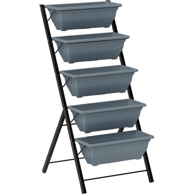 Outsunny erhöhter Pflanzturm mit Ebenen, vertikaler Pflanzkübel mit 5 Blumenschalen, Drainagelöcher mit Gummistopfen, Stufenregal für Pflanzen, Gemüse, Kräuter, Stahlrahmen, grau Aosom Outsunny erhöhter Pflanzturm mit Ebenen, vertikaler Pflanzkübel mit 5 Blumenschalen, Drainagelöcher mit Gummistopfen, Stufenregal für Pflanzen, Gemüse, Kräuter, Stahlrahmen, grau Aosom