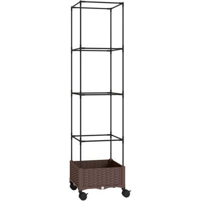 Outsunny Pflanzkasten mit verstellbarem Rankgitter, Außen-Pflanzkübel mit feststellbaren Rollen für Kletterpflanzen, Ablauflöcher, erhöhter Pflanzkasten für Garten, Terrasse, Balkon, 40x40x165 cm, Braun Aosom Outsunny Pflanzkasten mit verstellbarem Rankgitter, Außen-Pflanzkübel mit feststellbaren Rollen für Kletterpflanzen, Ablauflöcher, erhöhter Pflanzkasten für Garten, Terrasse, Balkon, 40x40x165 cm, Braun Aosom