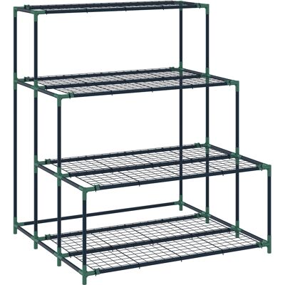 Outsunny 4-Etagen Pflanzenständer, 110 cm hoch Blumenständer mit 24 Clips, Pflanzenregal aus Stahl, mehrstöckig Blumenregal, Blumentreppe Blumentopfständer für Garten Balkon Deko, Dunkelgrün Aosom Outsunny 4-Etagen Pflanzenständer, 110 cm hoch Blumenständer mit 24 Clips, Pflanzenregal aus Stahl, mehrstöckig Blumenregal, Blumentreppe Blumentopfständer für Garten Balkon Deko, Dunkelgrün Aosom