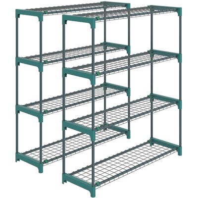 Outsunny 2er-Set Pflanzenständer, 4-Etagen 104 cm hoch Blumenständer für Innen Außen, Pflanzenregal aus Stahl, mehrstöckig Blumenregal, Blumentopfständer für Garten Balkon Deko, Dunkelgrün Aosom Outsunny 2er-Set Pflanzenständer, 4-Etagen 104 cm hoch Blumenständer für Innen Außen, Pflanzenregal aus Stahl, mehrstöckig Blumenregal, Blumentopfständer für Garten Balkon Deko, Dunkelgrün Aosom