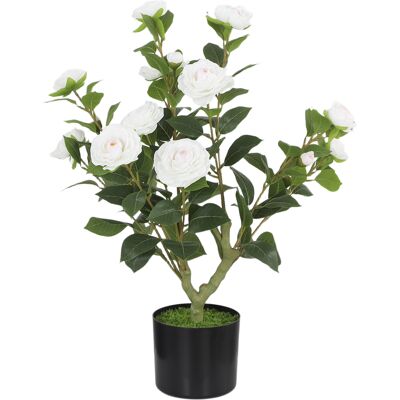 HOMCOM Künstliche Kamelie 65 cm, künstlicher Baum im Topf mit realistischen Seidenblüten, 116 Blätter und Moos-Effekt, dekorative Pflanze für Innen und Außen, Ø15x65 cm, Weiß Aosom HOMCOM Künstliche Kamelie 65 cm, künstlicher Baum im Topf mit realistischen Seidenblüten, 116 Blätter und Moos-Effekt, dekorative Pflanze für Innen und Außen, Ø15x65 cm, Weiß Aosom