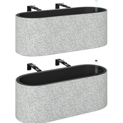 Outsunny 2er Set Blumentopf Hängend Pflanzkübel mit Ablaufsystem Loch Haken 42 x 16 x 15 cm Pflanztöpfe Oval Pflanztopf Blumenkübel für Tomaten Blumen Garten Balkon Hellgrau Aosom Outsunny 2er Set Blumentopf Hängend Pflanzkübel mit Ablaufsystem Loch Haken 42 x 16 x 15 cm Pflanztöpfe Oval Pflanztopf Blumenkübel für Tomaten Blumen Garten Balkon Hellgrau Aosom