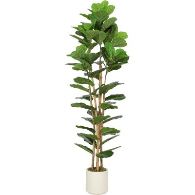 HOMCOM Künstlicher Geigenfeigenbaum 180 cm Kunstpflanze mit 91 Blättern, Massivholzstamm, Topf, künstliche Pflanze Plastik wie echt Deko für Wohnzimmer Schlafzimmer Büro Garten Aosom HOMCOM Künstlicher Geigenfeigenbaum 180 cm Kunstpflanze mit 91 Blättern, Massivholzstamm, Topf, künstliche Pflanze Plastik wie echt Deko für Wohnzimmer Schlafzimmer Büro Garten Aosom