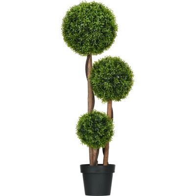 HOMCOM Künstlicher Buchsbaum groß 110cm, UV-beständige Kunstpflanze wie echt, Künstliche Pflanze im Topf, Kunstbaum mit 3 Kugeln, Kunstmoos, Bambusblättern für Wohnzimmer Schlafzimmer Büro Garten Aosom HOMCOM Künstlicher Buchsbaum groß 110cm, UV-beständige Kunstpflanze wie echt, Künstliche Pflanze im Topf, Kunstbaum mit 3 Kugeln, Kunstmoos, Bambusblättern für Wohnzimmer Schlafzimmer Büro Garten Aosom
