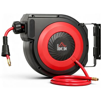 HOMCOM Automatik Druckluftschlauchtrommel 15m+1,5m Druckluftschlauch mit 1/4' Schnellanschluss, 9,5 x 15,8 mm Durchmesser, max. Druck: 10 Bar 180°-Drehgelenk, Schlauchaufroller Wandhalterung Aosom HOMCOM Automatik Druckluftschlauchtrommel 15m+1,5m Druckluftschlauch mit 1/4' Schnellanschluss, 9,5 x 15,8 mm Durchmesser, max. Druck: 10 Bar 180°-Drehgelenk, Schlauchaufroller Wandhalterung Aosom