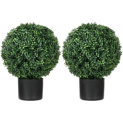 HOMCOM Künstliche Pflanzen 2er-Set UV-beständige Kunstpflanze im Blumentopf 52 cm Buchsbäume für Garten Wohnzimmer Dekoration Aosom.de HOMCOM Künstliche Pflanzen 2er-Set UV-beständige Kunstpflanze im Blumentopf 52 cm Buchsbäume für Garten Wohnzimmer Dekoration Aosom.de