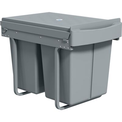 HOMCOM Untertisch-Mülleimer, Küchen-Mülleimer, 2 herausnehmbare Recyclingbehälter, 2 x 20 L, sanftes Gleiten, Griff, Deckel mit Diamantmuster, Grau Aosom HOMCOM Untertisch-Mülleimer, Küchen-Mülleimer, 2 herausnehmbare Recyclingbehälter, 2 x 20 L, sanftes Gleiten, Griff, Deckel mit Diamantmuster, Grau Aosom