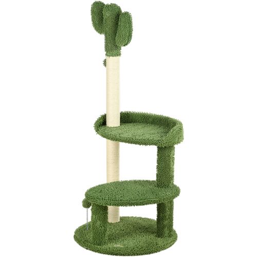 PawHut Kratzbaum 111cm  Katzenkratzbaum mit 2 Etagen & Spielball, für Katzen bis 10kg, Sisal, Grün  Aosom.de