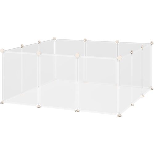 PawHut Freilaufgehege DIY Gittergehege für kleine Haustiere 105x105x45cm 12 Platten weiß für Innenbereich & Außenbereich Aosom.de