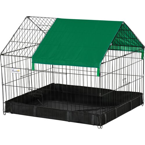 PawHut Käfig für Kaninchen, Meerschweinchen und kleine Nagetiere für den Innen- oder Außenbereich - Kaninchenstall - Inklusive Schutzabdeckung - 90 x 75 x 75 cm Aosom