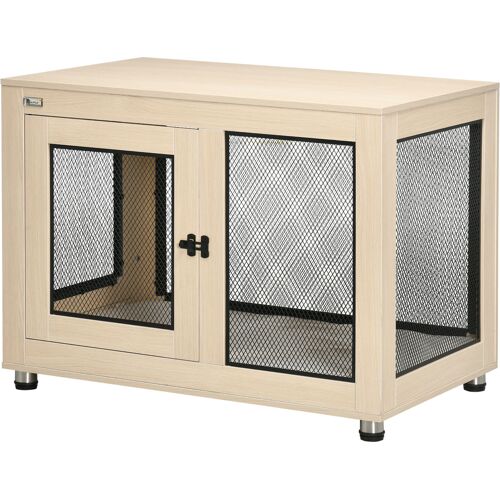 PawHut Hundekäfig mit Kissen 2 Türen Haustierkäfig & Hundehütte für kleine bis mittelgroße Hunde Eiche 94x60x71,5cm vielseitig einsetzbar Aosom.de