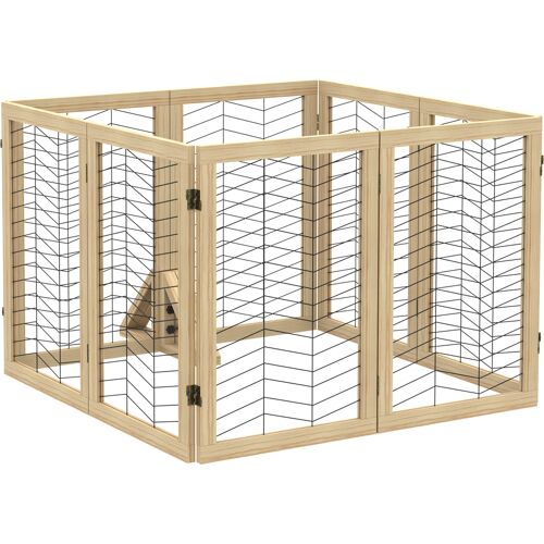 PawHut Hunde Absperrgitter Holz Türschutzgitter klappbar 8 Platten Treppenschutzgitter 375x44x70cm für Sicherheit im Zuhause Aosom.de