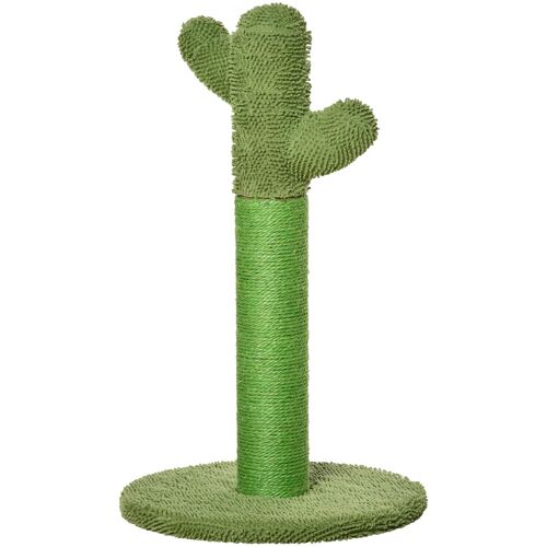 PawHut Kratzbaum für erwachsene Katzen und Kätzchen in Kaktusform, Sisalseil und Holzbasis, 40x40x65 cm, Grün Aosom
