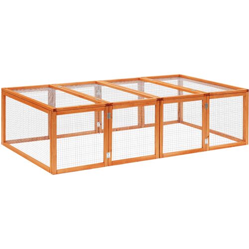 PawHut Freilaufgehege Kaninchenstall Freigehege für Kleintiere aus Tannenholz, Natur 181x100x48cm, ideal für Garten & Auslauf Aosom.de