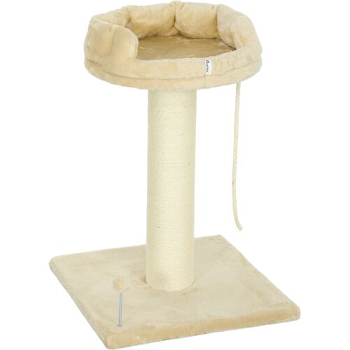 PawHut Kratzbaum klein 85cm Katzenbaum Liegefläche Spielball Katzen unter 6kg Sisal Beige Aosom