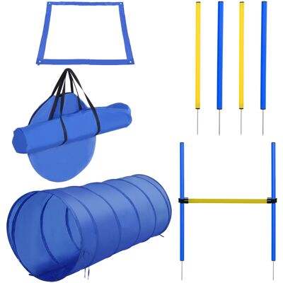 PawHut Hunde-Agility-Set - Trainingsgeräte mit Tunnel, Slalom, Hürden und Startfeld - Blau & Gelb PawHut Hunde-Agility-Set - Trainingsgeräte mit Tunnel, Slalom, Hürden und Startfeld - Blau & Gelb