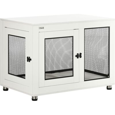 PawHut - Dog Crate Table - White+Black - Dog Crate PawHut - Dog Crate Table - White+Black - Dog Crate