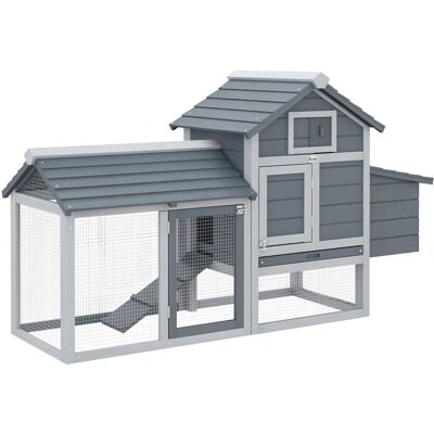 PawHut Zwerghühnerstall mit Nistkasten und Rampe, Geflügelstall aus Tannenholz in Grau, 150,5 x 54 x 87 cm, ideal für Zwerghühner Aosom.de PawHut Zwerghühnerstall mit Nistkasten und Rampe, Geflügelstall aus Tannenholz in Grau, 150,5 x 54 x 87 cm, ideal für Zwerghühner Aosom.de