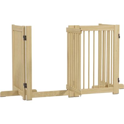 PawHut Hundegitter 204 x 75 cm Faltbar mit Tür, Holz, Freistehend, 2 Stützfüße - Hundegitter PawHut Hundegitter 204 x 75 cm Faltbar mit Tür, Holz, Freistehend, 2 Stützfüße - Hundegitter