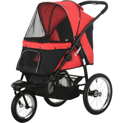 PawHut Hundewagen Hundebuggy klappbar für Hunde & Katzen bis 20 kg Katzenbuggy mit geländegängige Gummiräder Kissen Netzfenstern Türen Katzenwagen mit Aufbewahrungskorb Buggy Rot Aosom PawHut Hundewagen Hundebuggy klappbar für Hunde & Katzen bis 20 kg Katzenbuggy mit geländegängige Gummiräder Kissen Netzfenstern Türen Katzenwagen mit Aufbewahrungskorb Buggy Rot Aosom