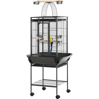 Pawhut Stahl Vogelkäfig mit 2 Sitzstangen & Bogenleiter - Kleinvogelvoliere Pawhut Stahl Vogelkäfig mit 2 Sitzstangen & Bogenleiter - Kleinvogelvoliere
