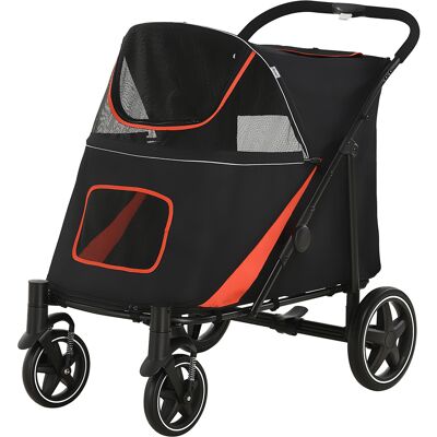 Pawhut Hundekinderwagen - 112x65x100 cm - Rot und Schwarz Pawhut Hundekinderwagen - 112x65x100 cm - Rot und Schwarz