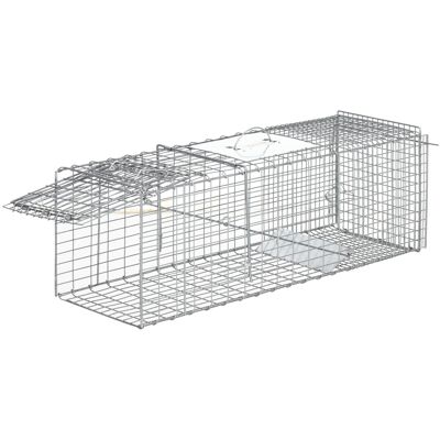 Outsunny Stahl Tierfalle - 93x31x34.5cm - Silber Outsunny Stahl Tierfalle - 93x31x34.5cm - Silber