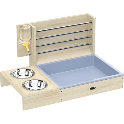PawHut Heuraufe für Kaninchen mit Auffangschublade, Holz-Heuraufe mit Edelstahlschüssel und Wasserflasche, für Meerschweinchen, Chinchillas, große Kapazität und Verschmutzungsprävention Aosom PawHut Heuraufe für Kaninchen mit Auffangschublade, Holz-Heuraufe mit Edelstahlschüssel und Wasserflasche, für Meerschweinchen, Chinchillas, große Kapazität und Verschmutzungsprävention Aosom