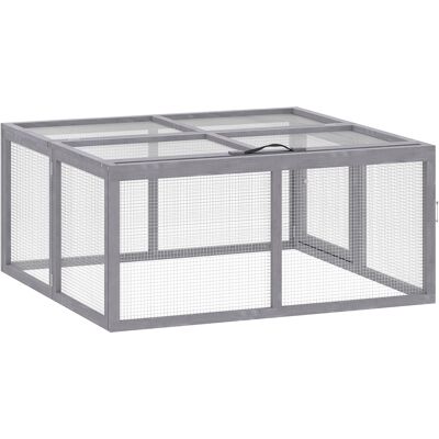 PawHut Faltbarer Außen-Kaninchenstall aus Kiefernholz - Großes Kaninchengehege 1,2 m² (110x105x50cm) mit aufklappbarem Dach und Griff - Auslauf für Hühner, Meerschweinchen und Kleintiere im Garten, Grau Aosom PawHut Faltbarer Außen-Kaninchenstall aus Kiefernholz - Großes Kaninchengehege 1,2 m² (110x105x50cm) mit aufklappbarem Dach und Griff - Auslauf für Hühner, Meerschweinchen und Kleintiere im Garten, Grau Aosom