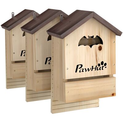 PawHut Fledermauskasten 3er Set aus Tannenholz Fledermaushaus Nistkasten für Fledermäuse zum Aufhängen für Gärten, Obstplantagen, Bauernhöfe 21,5 x 11,5 x 34 cm Aosom PawHut Fledermauskasten 3er Set aus Tannenholz Fledermaushaus Nistkasten für Fledermäuse zum Aufhängen für Gärten, Obstplantagen, Bauernhöfe 21,5 x 11,5 x 34 cm Aosom