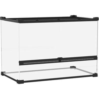 PawHut Terrarium für Reptilien Glasterrarium 48L Reptil Fütterungsbox mit Frontbelüftung, ausbruchsicherer Drehverschluss für Amphibien Spinne Schwarz 50 x 30 x 35 cm Aosom PawHut Terrarium für Reptilien Glasterrarium 48L Reptil Fütterungsbox mit Frontbelüftung, ausbruchsicherer Drehverschluss für Amphibien Spinne Schwarz 50 x 30 x 35 cm Aosom