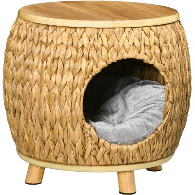 Pawhut Katzenhaus Rattan 2-in-1 mit Kissen - Haustierbett Pawhut Katzenhaus Rattan 2-in-1 mit Kissen - Haustierbett